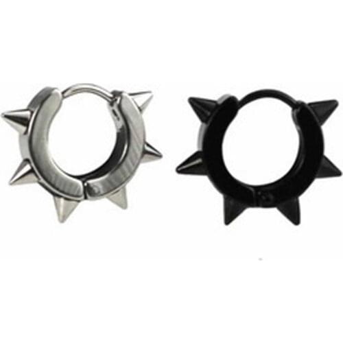 1Pc Fashion 5 Styles Rock Punk Gothic Style Mens Stainless Steel Taper Hoop Spike Stud Earrings