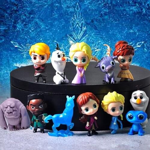 Disney Frozen 2 Snow Queen Elsa Anna PVC Action Figure Olaf Kristoff Sven Anime Doll Figurines Kid Toy Children Gift Model 12PCS