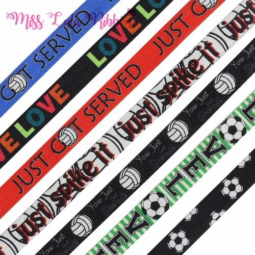 16mm-75mm Sport Printed FOE Grosgrain Ribbon DIY Hair Bowknots 50yards/roll