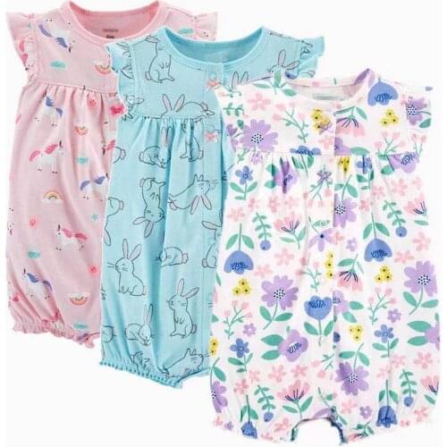 2 Pack Baby Rompers For Girls And Boys Short Sleeved Jumpsuit Summer Infant Onesies Playsuit Baby Clothes