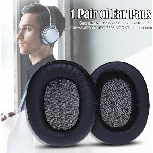 2 PCS Per Pack Thickened Sony/SONY MDR-7506 MDR-V6 MDR-900ST Sponge Earphones Ear Pads Caps Cushion With Artificial Leather