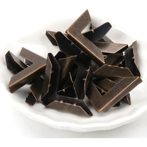 20Pcs BronzeMetal Book Corner Trilateral Albums Menus Folders Box Corner Protectors For Decor Gold Decoration 30x30x6mm