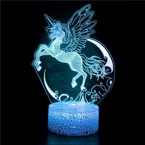 Unicorn 3D Night Light Baby Shower for Unicorn Party Decor USB LED Lamp Wedding Birthday Hawaii Party Bedroom Decor Kids Gift