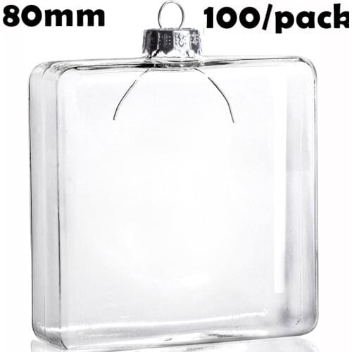 Free Shipping DIY Paintable Christmas Xmas Decoration Ornament/Ball H80*L80*W30mm Glass Cube, 100/Pack