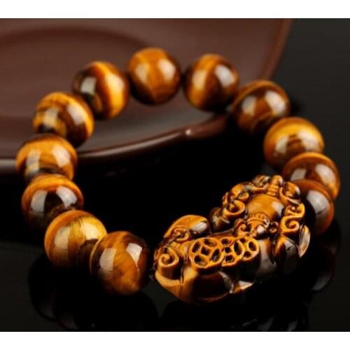 Free shipping Natural Yellow Tigers Eye Gemstone Round Beads Bracelet AAA 12mm