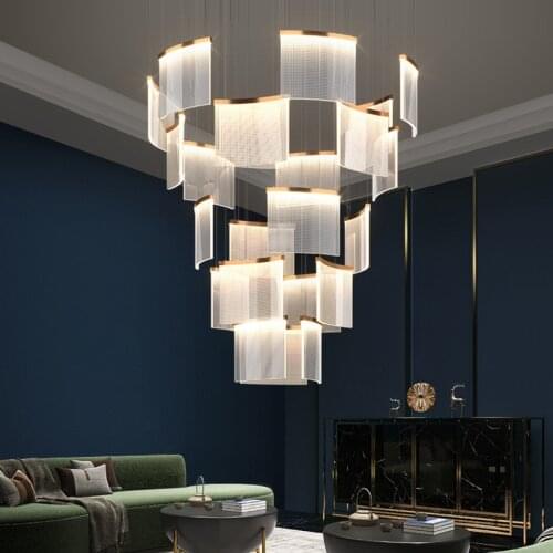 Attic large chandelier simple modern hotel lobby lighting Nordic staircase villa hollow light luxury living room lamp