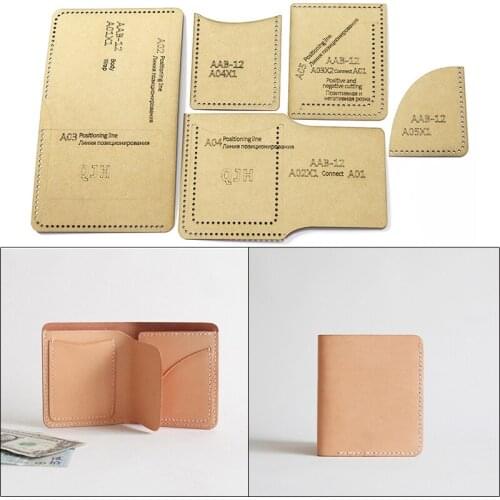 Wallet Manual DIY Leather Tool Acrylic Mold Kraft Paper Drawing Pattern Sewing Folding Wallet Pattern
