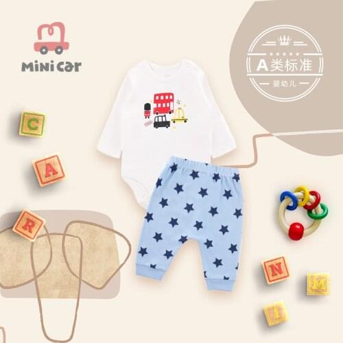 One piece suit for newborn baby boy two piece suit for spring and autumn cotton going out