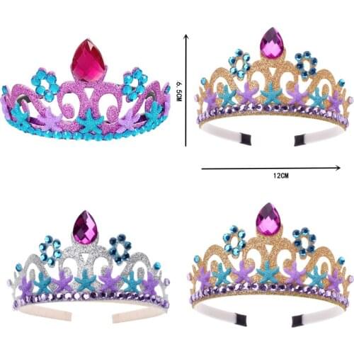 Baby Crown Hairband Headdress Ocean Starfish Mermaid Diamond Childrens Crown Festival Hairband