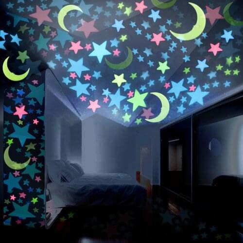 DIY 3D Stars Moon Glow In The Dark Luminous Fluorescent Butterfly Meteor Plastic Stickers Decals Toys for Baby Kids Bedroom