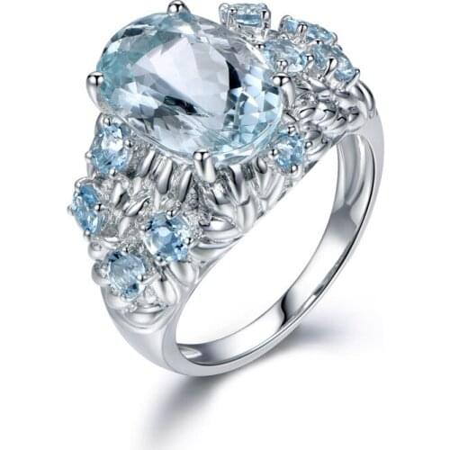 Hainon Top Quality Engagement Rings Cubic Zirconia Rings Luxurious Sky blue Jewelry Wedding Ring for Women