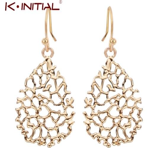 Kinitial 1Pair Fashion filigree Teardrop Drop Earrings Women Teardrop filigree Earrings for Bridesmaid Jewelry Wedding Earrings