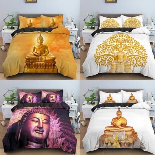 Sitting Buddha Bedding Set AU/US/UK/EU Size Bedclothes Quilt Comfort Covers Duvet Cover With Pillowcase 2/3Pcs Home Textile