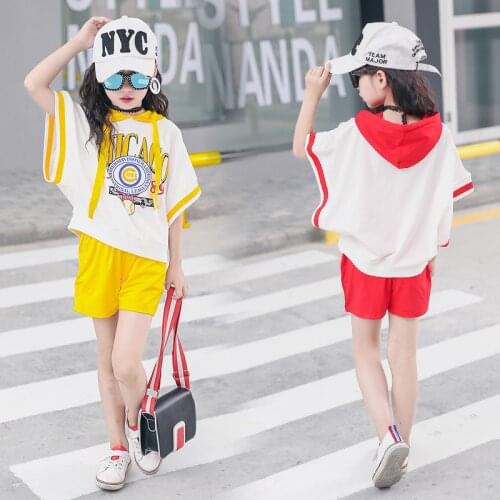 Bat Sleeve Tops+ Shorts Kids & Teenage Girls Suit Summer Fashion Casual Kids Girls Outfit