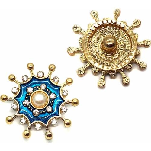 Crystal 30mm metal Rhinestone Snap Button w199 flower Jewelry fit 18mm Snap button Necklaces Bracelets for women gift