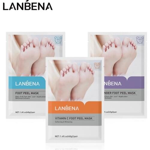 LANBENA Foot Peeling Mask Scrub Exfoliating Socks Pedicure Feet Skin Anti Crack Heel One Pair Repair Foot Spa Care Patches