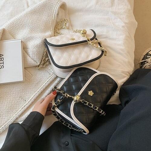 Summer new style rhombus embroidery thread texture shoulder messenger bag net red texture small square bag