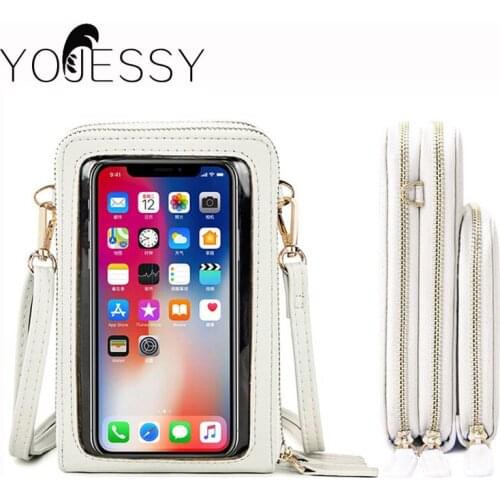 YOJESSY Mini Shoulder Bags Women Multi-functional Touchable Cell Phone Pocket Card Purse Ladies Small Bag Messenger Bag