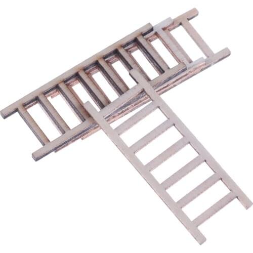 4 PCS New Simulation doll house Miniature Wood Step Ladder Furniture Tools Fairy Garden Decor