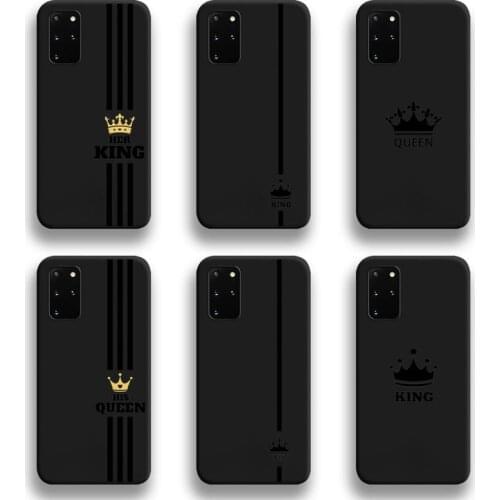 Cartoon Crown Letter King Queen Phone Case For Samsung Galaxy S20 FE plus Ultra S6 S7 edge S8 S9 plus S10 5G lite 2020
