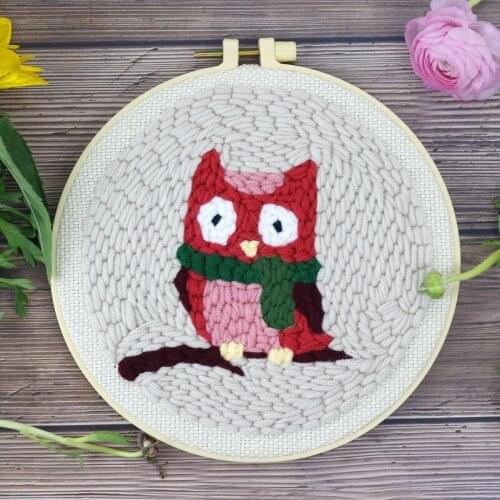 Punch Needle Embroidery Kits for Beginner Contains Threader Embroidery Hoop Yarn All Materials Tools Easy DIY Owl Full Set