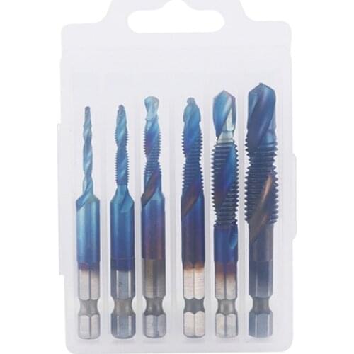 Drill Tap Bits Set HSS Combination Drill & Tap Bit Set Screw Tapping Bit Tool Hex Shank Tool Kit Metric Thread P15F