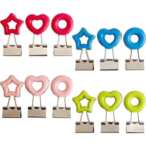 NEW-12 Pcs Binder Clips Paper Clamps 4 Colors Paper Binder Clip Long Tail Clip with Holess Metal Fold Back Clips with Box
