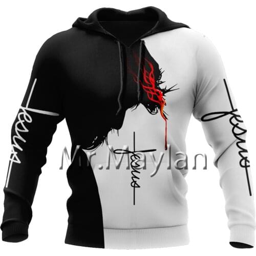 2020 New christian catholic jesus retro streetwear hoodies fashion pullover 3d printed zip hoodies / sweatshirts / jacket