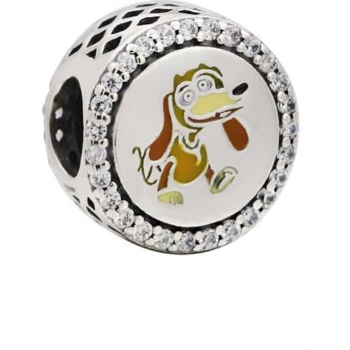 Genuine 925 sterling silver beads zircon cute dog charm fit original Pandora bracelet accessories silver jewelry women making