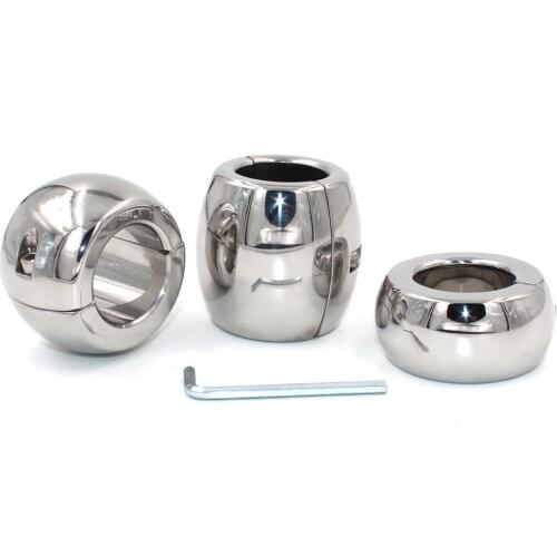 Metal Scrotum Pendant Ball Stretchers Testis Weight Penis Restraint Stainless Steel Cock Lock Ring 3 Size For Choice