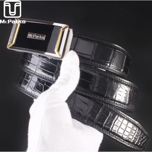 McParko Crocodile Belt Men Leather 2021 Brand New Genuine Leather Belt For Men Luxury Crocodile Mens Belt Strap Automatic Buckle