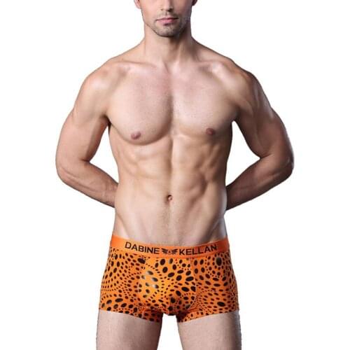 Sexy Men Ice Silk Underwear Leopard Trunk Boxer Fashion Viscose fiber Panties Shorts High Quality Kellan short psnties