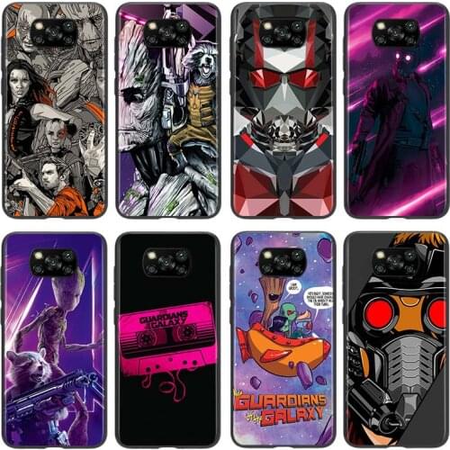 Guardians of the Galaxy Silicone For Xiaomi Poco X3 NFC M3 M2 X2 F3 F2 Pro C3 F1 Mi Play Mix 3 A2 A1 6X 5X Black Soft Phone Case
