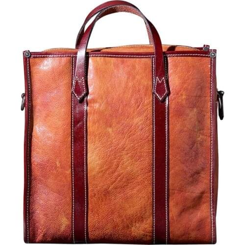 Bag Men Handbag Portable Briefcase Mens Schoolbag Retro Leather Shoulder Messenger Bag First Layer Cowhide New Original Vintage