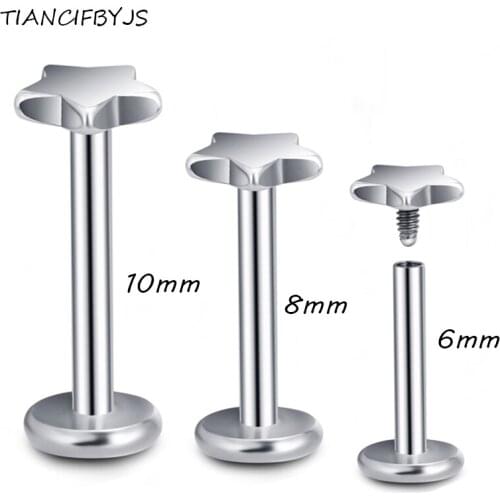 TIANCIFBYJS 60pcs mix 6/8/10mm Internally Screw Black Gold Silver Tragus Earring Lip Piercing Labret Ring Body Piercing Helix