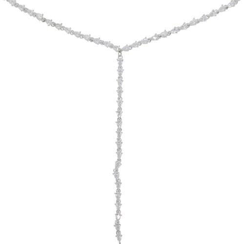 2020 Unique Sexy Long Tennis Chain Wedding Engagement Jewelry AAA Tear Drop Cz Choker Long Larait Y Bling Luxury Necklace