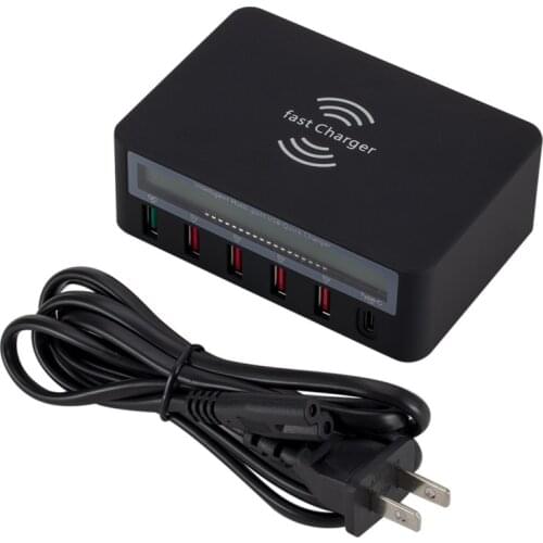 Universal Battery Charger Cargador Charger Wireless Multi Port USB Fast Charging Type C Hub with Smart Display AC