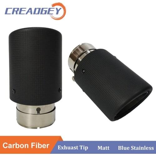 1PCS Universal Matte Carbon Fiber Muffler Rolling Edge For Ak Modiflcation Stainless Steel Exhaust System Nozzle Pipe End Tips