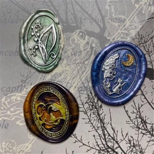 Vintage Oval Stamp Head DIY Custom Lily of The Valley Cat Wax Seal Heads Stamps Postage Journal Package Wedding Gifts Envelope