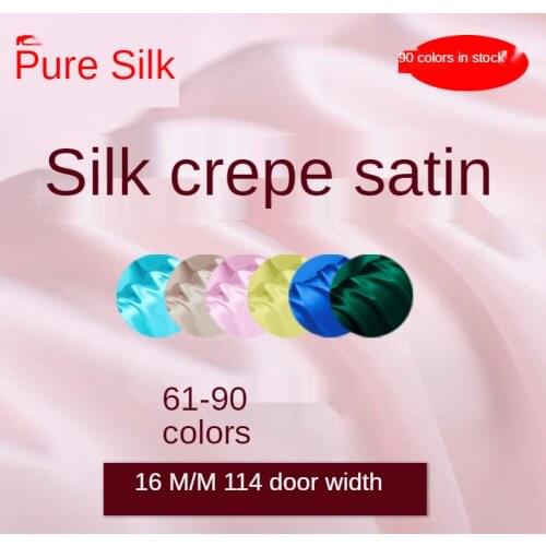 High-grade Chinese Mulberry Silk Pure Real Crepe Fabric for Cheongsam Dress Skirt Natural Half A Meter Thin Brocade Blue 100