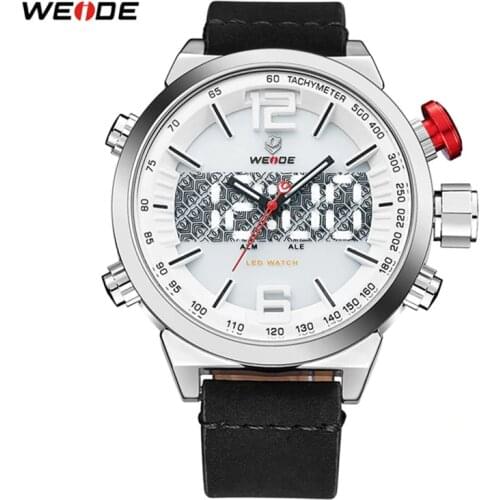 WEIDE Men Watch Relogio Masculino Digital Auto Date Alarm Back Light Watch Quartz Multiple Time Zone Wristwatches Mens Watches