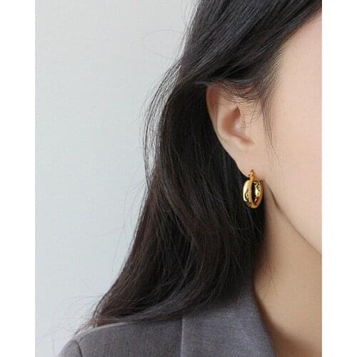 S925 sterling silver temperament jewelry with simple metal personality basic men and women daily earrings wholesale