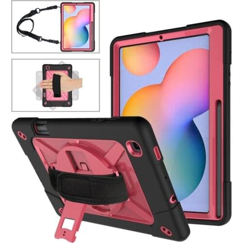 Protective Stand Cover Case for Samsung Galaxy Tab S6 Lite 10.4 SM-P610 SM-P615 Tablet Light Weight Handle Stand Kids Case+Strap