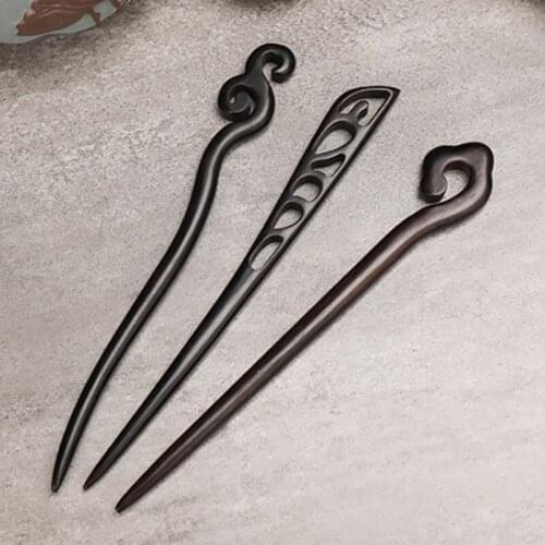 Women Wood Hairpin Chinese Style Hair Sticks Pins Ebony Hair Fork Clips Headwear Wedding Hair Ornaments Jewelry Accessories