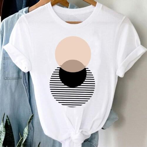 T-shirts Women 90s Casual Striped Trend Geometric Kawaii Cute Fashion Clothes Graphic Tshirt Top Lady Print Female Tee T-Shirt