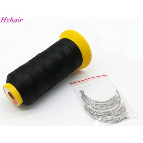 1 Roll black thread for weaving High Strength Hair Weaving Thread Nylon with gift 24pcs C Type Curved Needles