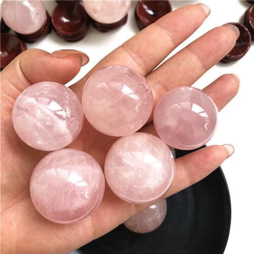 1 Piece 29-32mm Natural Pink Rose Quartz Crystal Healing Ball Sphere Home Decoration Natural Rose Quartz Stone Freeshipping