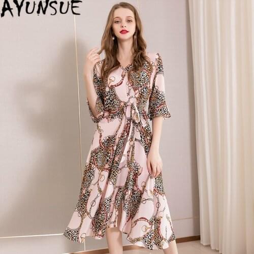 100% Silk Summer Dress 2020 Vintage Elegant Office Dress Women Clothes Ladies Dresse Party Women Dress Vestidos 109690 YY3024
