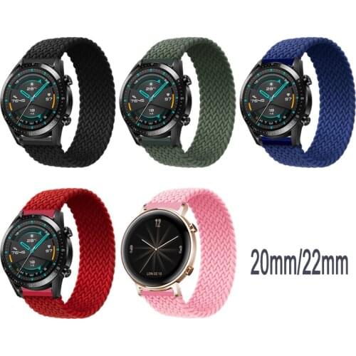 20mm/22mm Braided Solo Loop Band for Samsung Galaxy watch 3 45mm 41mm/active 2/Gear S3 bracelet amazfit gts 2 2e /gtr 2 2e bip s