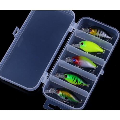 5pcs 4.4g Mini Fishing Lure Kit Minnow Floating Lure Crankbait Bait Pesca Jig Fishing Hook Set With Fishing Tackle Box